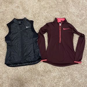 Nike lot half zip & vest size Small